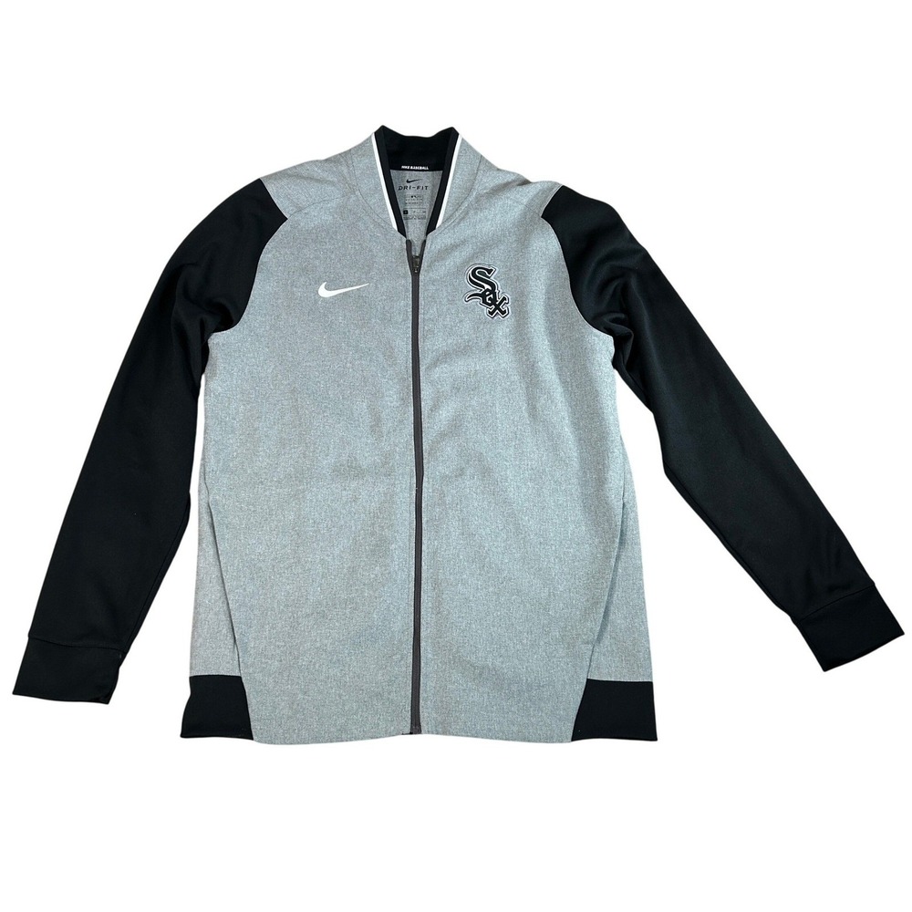 Nike Chicago White Sox Dri-FIT Full Zip Baseball Jacket Gray Black Mens Small